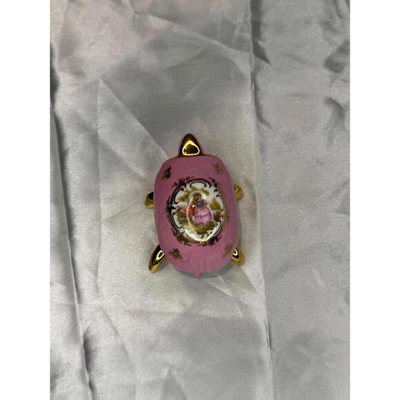 Pink & Gold Vintage Limoges Turtle Trinket Box - Picture 3 of 7